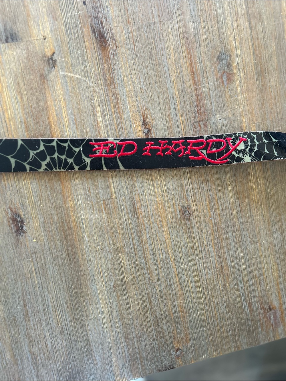 Vintage Ed Hardy Leather Tattoo Graphic Belt Skull Y2K Red Logo - Picture 3 of 5